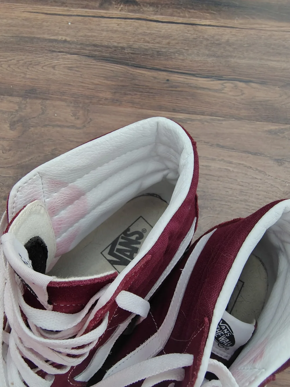 Vans Sk8-Hi High Top Sneakers - Burgundy with White Stripe